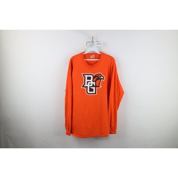 Vintage Mens Large Bowling Green State University Long Sleeve T-Shirt Orange - Picture 1 of 14